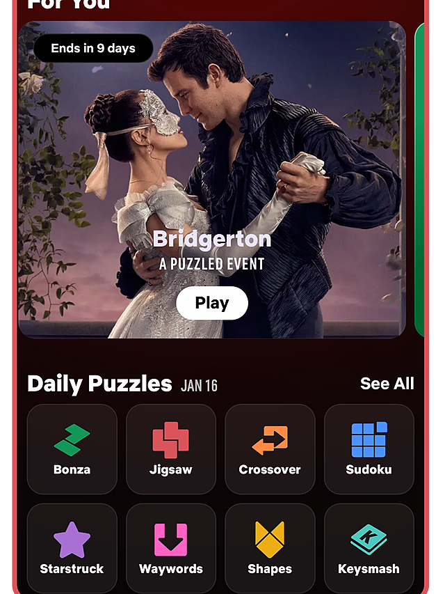 Bridgerton Puzzled mobile menu
